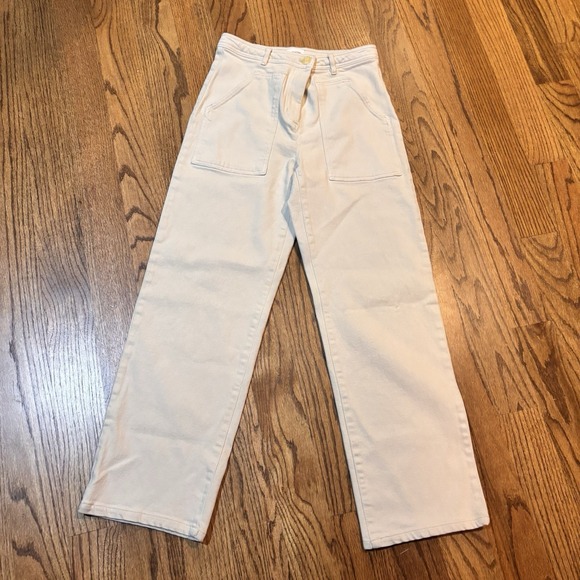 Wilfred Free Pants - Wilfred Free Aritzia Ivory Utility Pants Size 2 High Rise Straight Leg